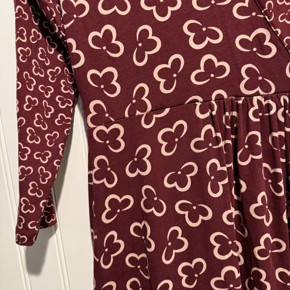 Boden Surplice Burgundy Floral Dress Size 2 Jersey Knit - Picture 3 of 6